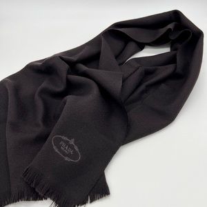 Prada Chocolate Brown Wool Scarf 46”x16”